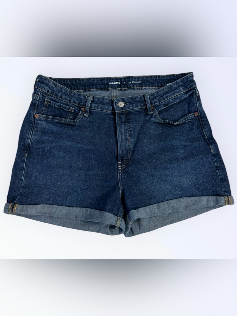 Old Navy Dark Blue Denim Roll-Cuff Women's Shorts, Size 16